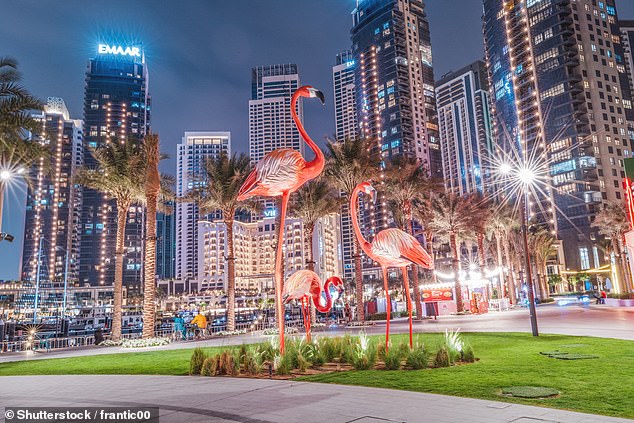 Dubai is now a vacation destination on the Amber List.  The pulsating Dubai Creek is shown