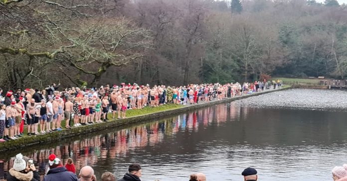 Watch swimmers jump into the freezing cold Sutton Park lake on Christmas Day

